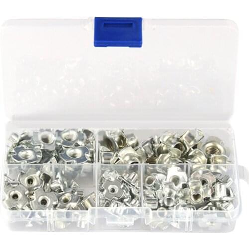 90PCS M3 M4 M5 M6 M8 Zinc Plated 4 Claws Nut T-nut Furniture Hardware