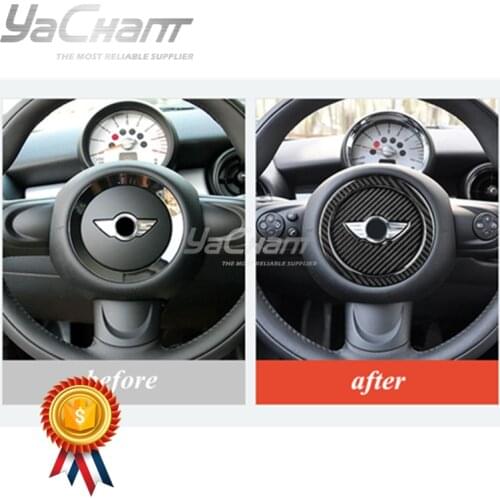Carbon Fiber Car Steering Wheel Stickers Fit For Mini Cooper R Series R56 R57 R58 R59 Inner Steering wheel Trim 2pcs