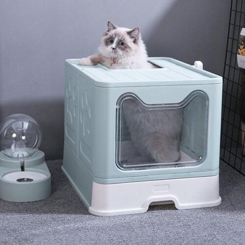 Large Pet Toilet Bedpan Foldable Closed Cat Litter Box Cat Dog Tray With Scoop Clean Toilette Home Plastic Sand Box Supplies