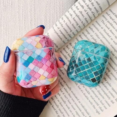 For AirPods Case Marble Mermaid Scale Protective Cover For Airpods 2 Bluetooth Earphone Case For Air pods Luxury