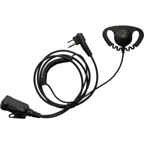 D-Shape Earpiece w/in-Line Mic/PTT for Motorola/ Kenwood Radio