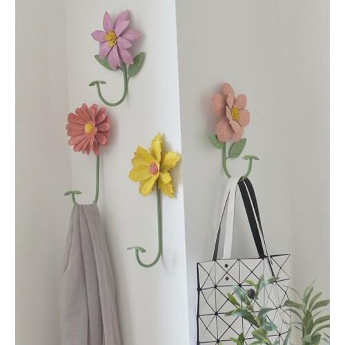 European-Style Garden Flower Decorative Hook Three-Dimensional Clothes Hook Wall Ornaments Home Decorative Mural