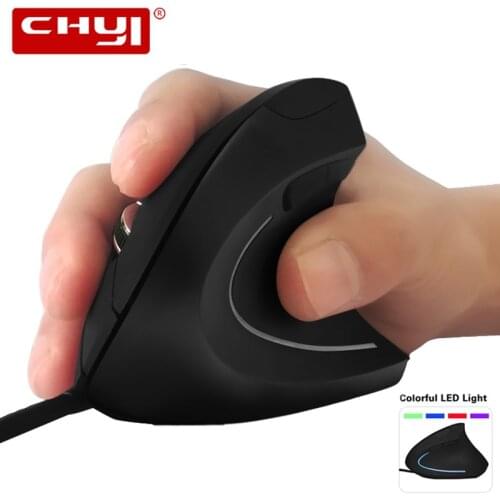 CHYI Ergonomic Vertical Wired Mouse Optical USB Gaming Mice 6 Buttons 3200DPI Colorful Light Computer Mouse Gamer For PC Laptop