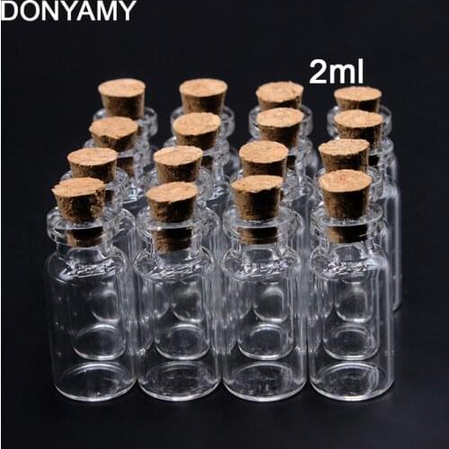 10PCS Lovely Small Bottle Tiny Clear Empty Wishing Glass Message Vial With Cork Stopper 16mm*35mm 2ml mini Containers