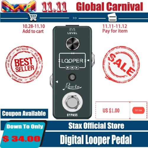 Rowin LEF-332 Guitar Looper Pedal Digital Looper Effect Pedals For Electric Guitar Bass 10 Min Recording Time