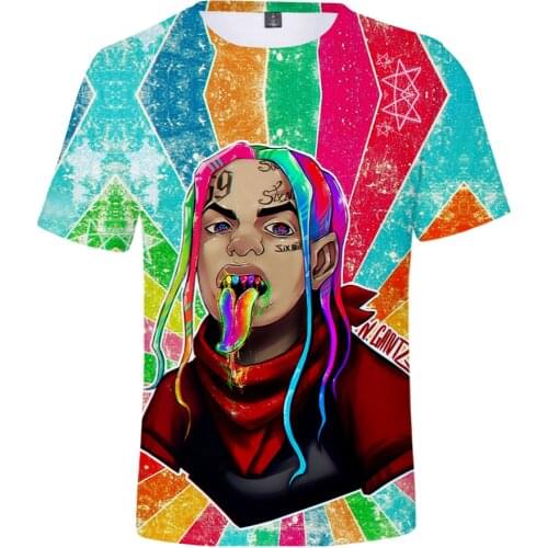 Men Women T-Shirt 3D Printing Rapper 6ix9ine Fashion Harajuku Summer Tops Casual Hip Hop Streetwear Funny Oversized Clothing