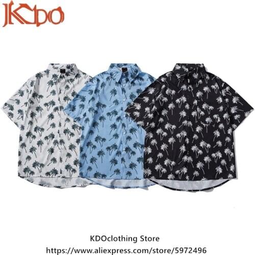 Floral Shirt Hawaii Beach Tide Brand Coconut Mens Shirt Japanese Summer Personality Holiday Outside With Short-Sleeved Shirt