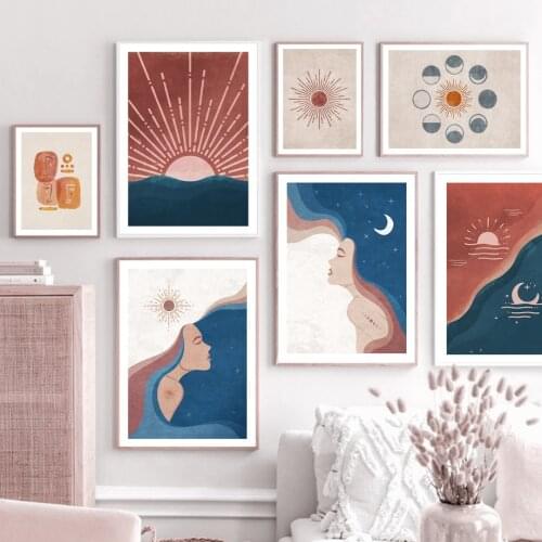 Divination Witch Moon Sun Goddess Wall Art Canvas Painting Nordic Posters And Prints Wall Pictures For Living Room Boho Decor