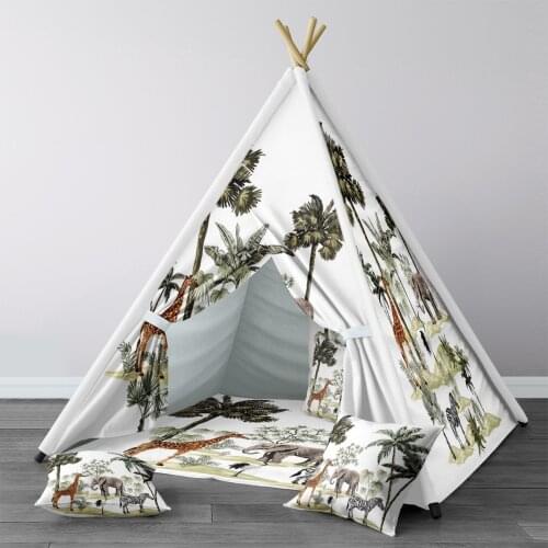 Play Tent for Kids Wigwam Portable Indoor Playground Tents Children Bedrooms White Giraffe Elephant Tree Model 1391