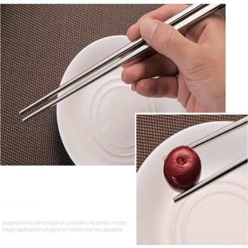 Stainless Steel Chopsticks Tongs Skid-proof Chopsticks Chinese Chopsticks Restaurant Tableware Silver Dinner Tools 23cm 4pairs