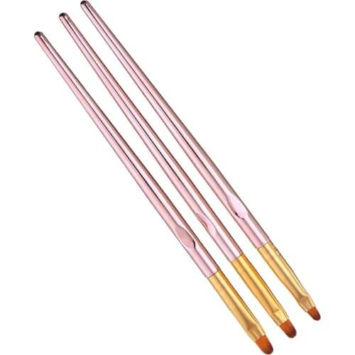 3Pcs 3 Sizes Nail Art Liner Brushes UV Gel Painting Acrylic Nail Brush Pen with Metal Glitter Acrylic Handle
