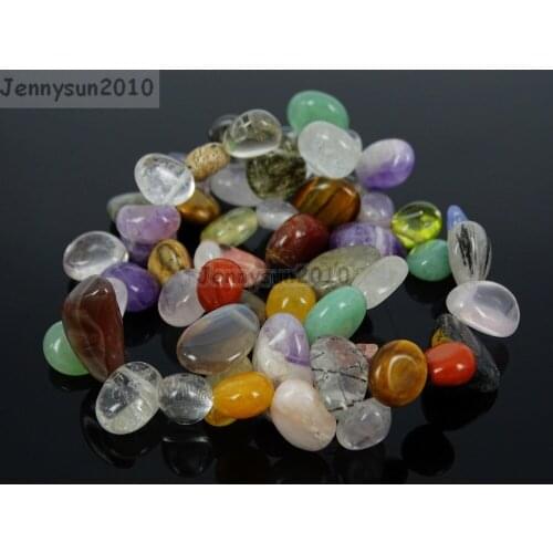 Natural Mixed Stone Gems Stone Freeform Flat Teardrop Drop Barpque Beads 16'' Jewelry Making Crafts 5 Strands/Pack