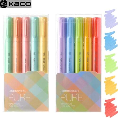 Kacogreen 5Pcs/Box Hightlighter Pen Macaron Fluorescent Markers caneta Art текстовыделители Office School Stationery Supplies