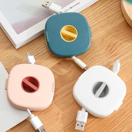 Multipurpose Portable Rotatable Mobile Phone Holder Data Cable Organizer Storage Box Mobile Phone Charging Cable Winder