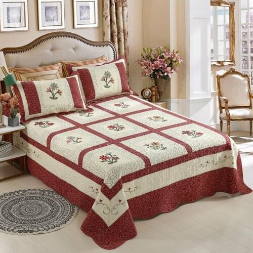 CHAUSUB Quilt Sets Bedspread on the Bed 3PCS Cotton Patchwork Bed Covers Pillowcase Queen Size Coverlet Summer Blanket for Bed