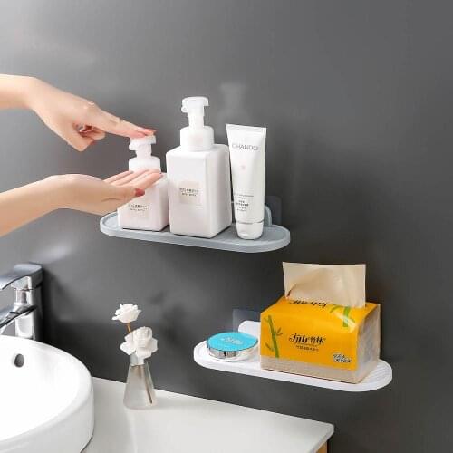 Wall Mounted Bathroom Storage Rack Shelf ABS Shower Caddy Bathroom Organizer Toothbrush Cup Cosmetics Shampoo Holder Shelves