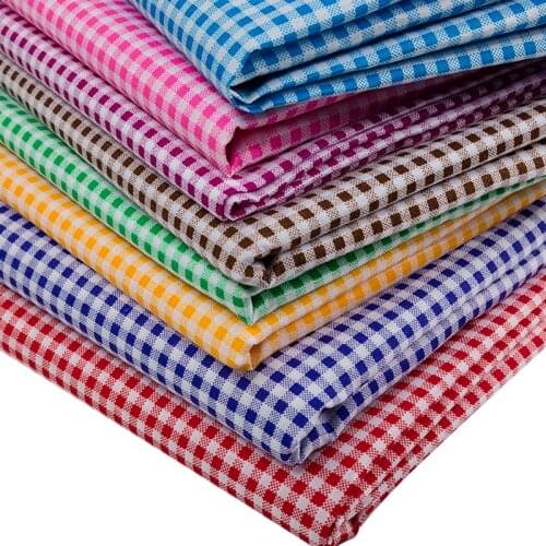 Very Cheap Fabric 100% Polyester Printed Tablecloth Patchwork Plaid Fabric For Sewing Curtain And DIY T7870