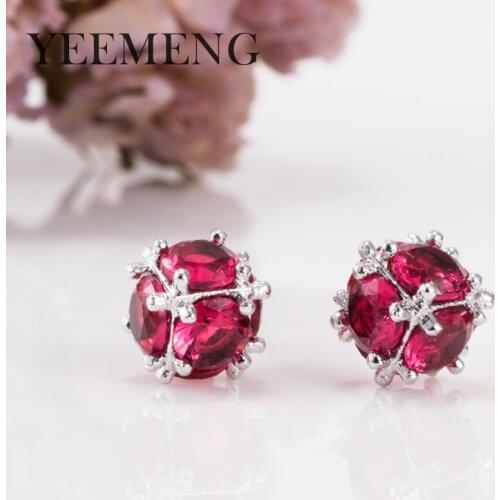 YEEMENG New Shiny Multicolor Zircon Earring For Women Ladies Stud Earrings Jewelry Birthday Gift