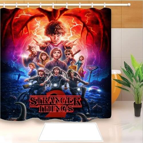 Stranger Things 3D Print Shower Curtain Polyester Fabric Bathroom Curtain Waterproof Hook Bath Curtain 03