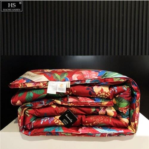 Goose Down Quilt Comforter Duvet Filling Power 800 Combed Cotton OEKO-TEX Certified Elegant Flowers Indelible Digital Printing