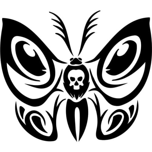 Personalized Butterfly Tribal Skull Car Sticker Fashion Decal PVC Decal Applicable To All Kinds of Cars Black/White, 20cm*18cm