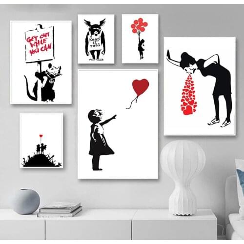 Banksy Graffiti Works Poster Canvas Painting Color Print Abstract Art Decoration Mural Modern Home Living Room Wall Decor