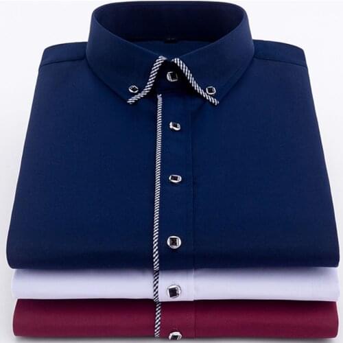 New Arrived 2019 mens work shirts Brand Long sleeve striped /twill men dress shirts white male shirts 4xl 13colors