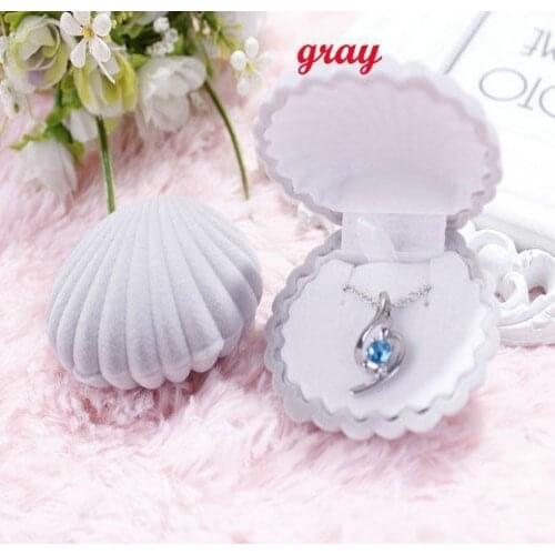 Shell Shape Storage Box for Necklace Ring Earring Elegant Velvet Jewelry Box Engagement Wedding Birthday Party Makeup Organizer