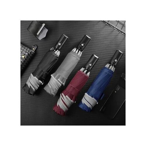 Three Folding Umbrella Rain Women 10 Ribs Large Automatic Umbrella Men Business Windproof Parasol Reflective Guarda Chuva B65