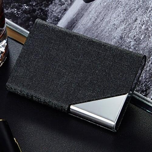Triangle Stainless Steel Business Card Case Large Capacity PU Leather Card ID holder Money Clip Package Custom name logo