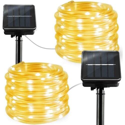 Outdoor Solar Rope Lights 12M 100 LED Waterproof String Fairy Christmas Lights Ideal for Christmas Tree Halloween Garden Patio