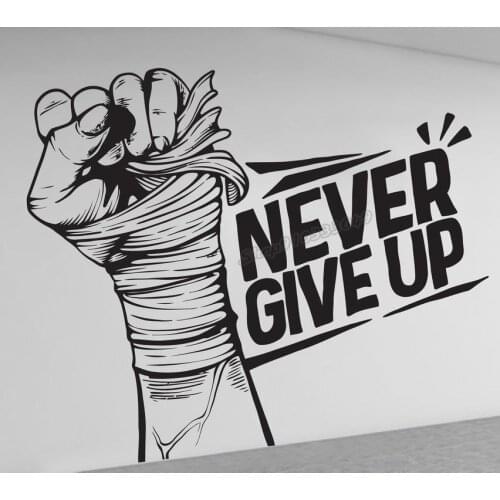 Never Give Up Motivational wall decal Gym wall Decor vinyl never give up quotes Phrase sport Gym training Wall Sticker C983