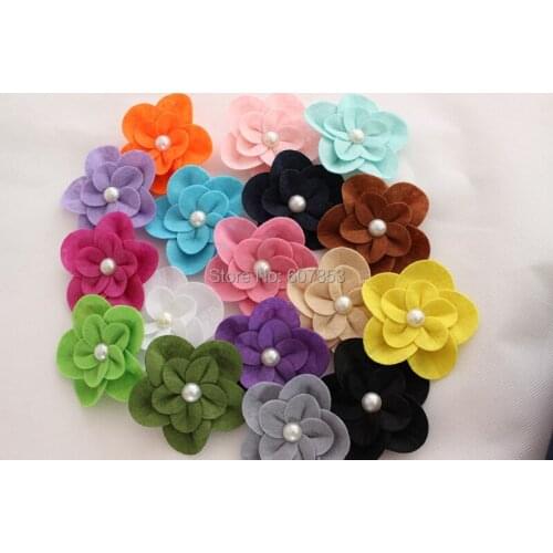 Felt Flower clips Hair Flowers Pearl Flower clip ,Baby girl children hair accessories 7.5cm 500pcs