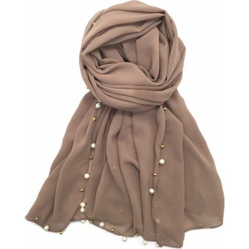 10pcs/lot New Fashion Solid Colors Chiffon Beads Scarf Shawl Women Cotton Pashmina Bandana Muslim Echarpe Wraps Muffler