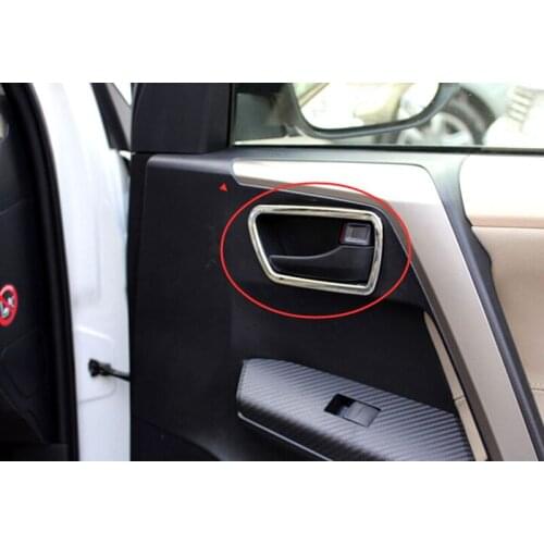 4* Car Interior Door Handle Bowl Cover Trim Styling Sticker abs 4pcs Fit For Toyota RAV4 2013 2014 2015 2016