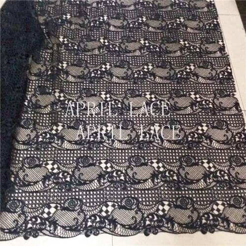 5yards aa1141black hollow cotton new african flower best quality net mesh lace fabric for wedding party/sawing