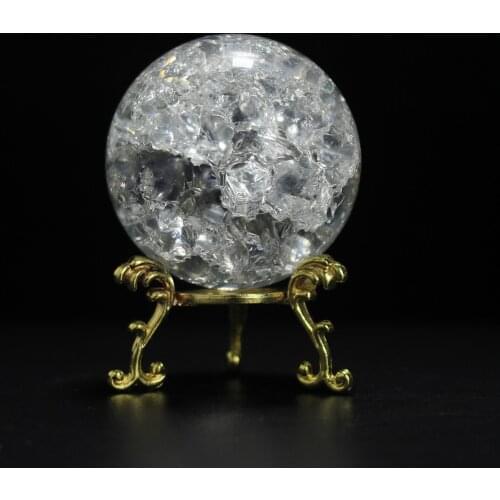 60/80MM Cracked Ice Crystal Decorative Ball With Base Glass Ball Crafts Home Decoration