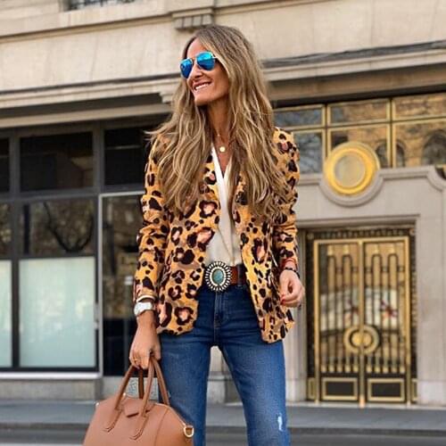 New Fashion Women Leopard Print Blazer Women New 2020 Ladies Jackets Suit Slim yards Ladies Blazers Workwear Elegant Blazers