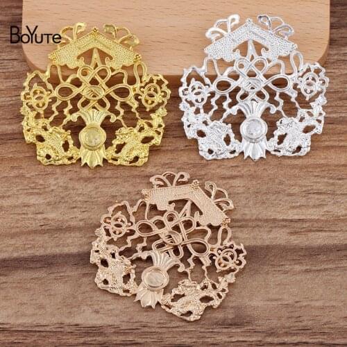 BoYuTe (5 Pieces/Lot) 49*47MM Metal Alloy Flower Materials Diy Handmade Hair Jewelry Accessories Wholesale