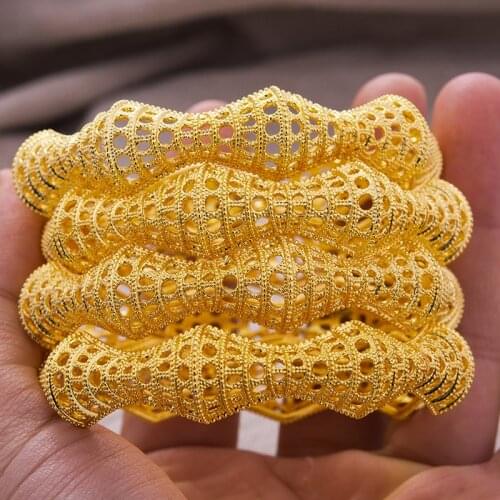 24K Gold Unique Style Gold Color Dubai Bracelet Africa Bangles Arab Assemble Wholesale Fashion Dubai Bangle Jewelry