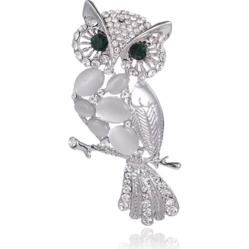 TODOX Brooches Fashion Crystal exquisite cartoon consise owl Rhinestone pins garment accessory wedding man gifts formal dress