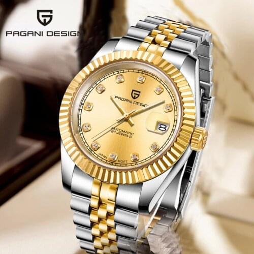 PAGANI DESIGN Gold Men Watches Top Brand Sapphire Japan NH35A Mechanical Men Wrist Watch Stainless Steel Waterproof Watch 1645