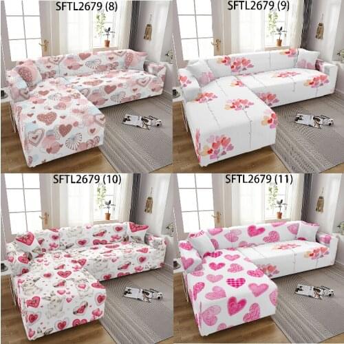 Color print heart shape Elastic sofa cover Cushion cover sofa covers for living room Puff seat Sofa chaise cover lounge Big sofa