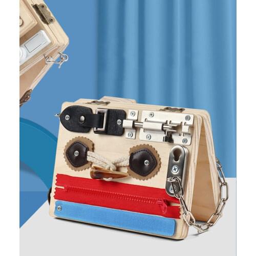 Wooden Sensory Toys Activity Cube Busy Board for Toddlers Preschool Classroom Education Lock Fidget Toy Life Fine Moter Skills