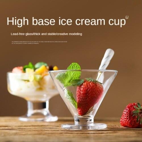 Home Tall Salad Bowl Glass Cup Transparent Ice Cream Ice Cream Bowl Cold Drink Pudding Yogurt Dessert Milkshake