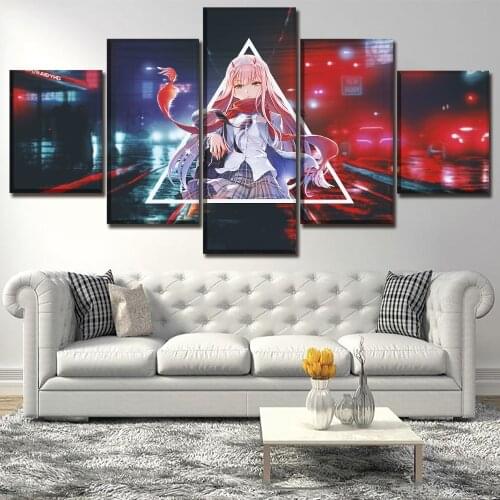 Anime Darling in the FranXX Zero Two 5 Pieces Paintings Canvas Wall Art Home Canvas Wall Art Home Decor Living Room Modern Decor