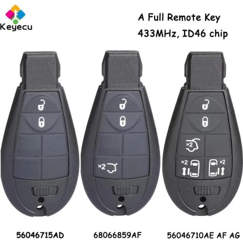 KEYECU Smart Remote Fobik Car Key With 2 3 5 Buttons 433MHz ID46 Chip - for Chrysler Grand Voyager 300C 2009 2010 2011 2012 2013
