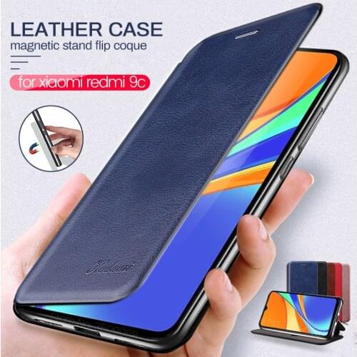 Book style magnetic stand leather flip case for xiaomi redmi 9c 9 c nfc coque fundas readmi redme redmy redmi9c nfs cover capas
