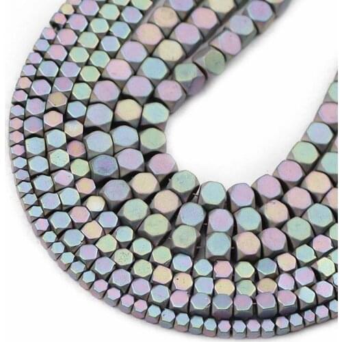 Matte Natural Stone Light Purple Square Hematite Spacer Loose beads for diy Jewelry Bracelet Making Accessories findings 2/3/4MM