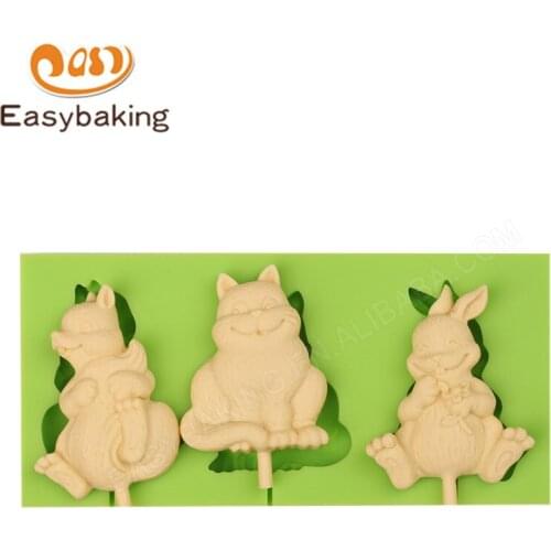 Cute Animal Themed Silicone Lollipop Molds Stencil Cake Decorating Tools DIY Chocolate Moulds Kitchen Accessories for Baking